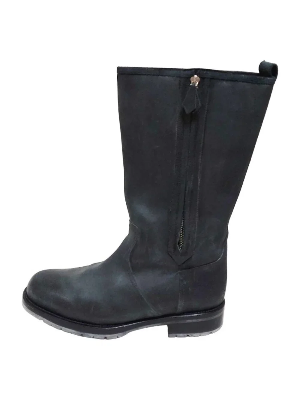 Hermes Boots 40 Dark Gray Side Zip Shearling